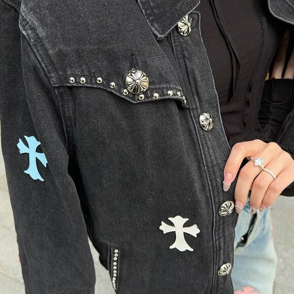 Chrome Hearts Cross-Stitch Patch Denim Jacket - Picture 2 of 10